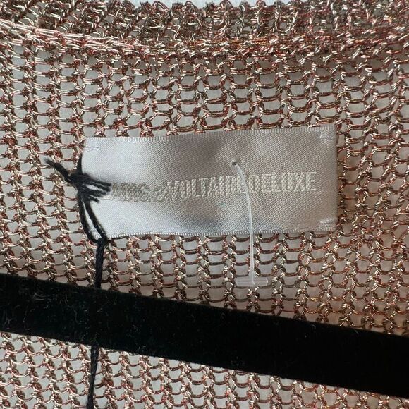 Zadig & Voltaire Miliz Deluxe Metallic Knit Open Cardigan Coral Pink Size M - Picture 9 of 13